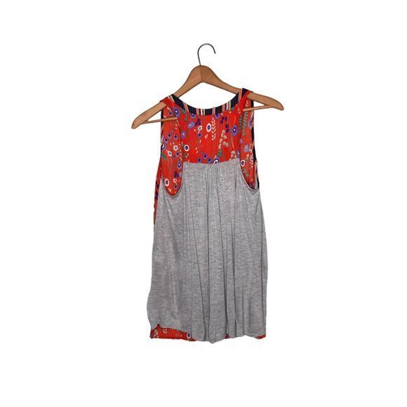 Anthropologie XS Tiny‎ Red Floral Mixed Media Gray Jersey Back Zuma Tank Top $98 - Picture 4 of 6